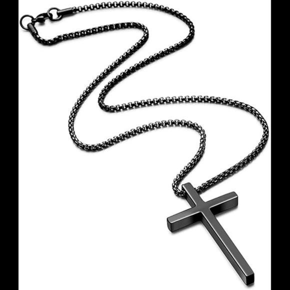 Cross Necklace for Men's | Stainless Steel Cross Pendant Necklaces 20 Inches - Picture 1 of 3